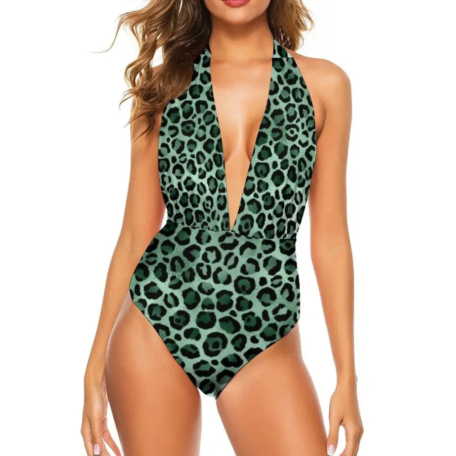 Colorful Leopard Print Swimsuit Abstract Rainbow Beach