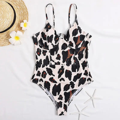 Leopard Print Swimwear Women Vintage One Piece Swimsuit 2023