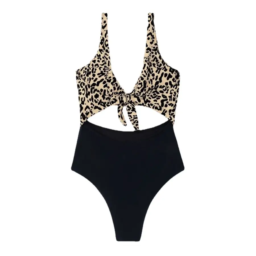2022 Sexy Hollow New One-piece Swimsuitt Women&#39;s Leopard