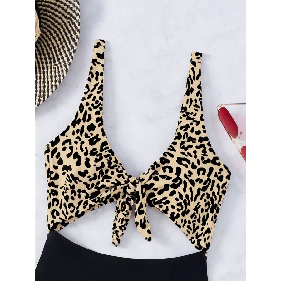 2022 Sexy Hollow New One-piece Swimsuitt Women&#39;s Leopard