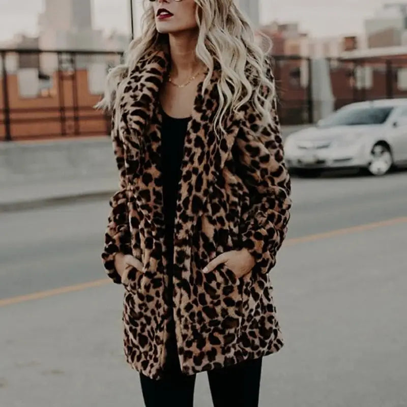 manteau femme fausse fourrure leopard