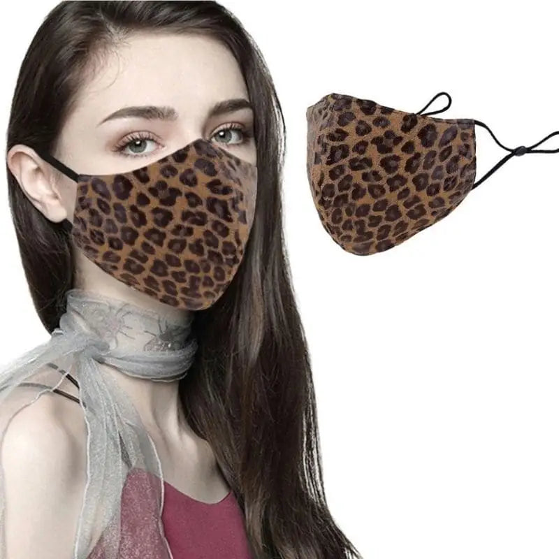 Masque en tissu léopard marron