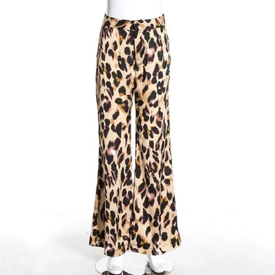Pantalon ample satiné léopard.
