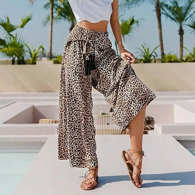 pantalon fluide léopard femme