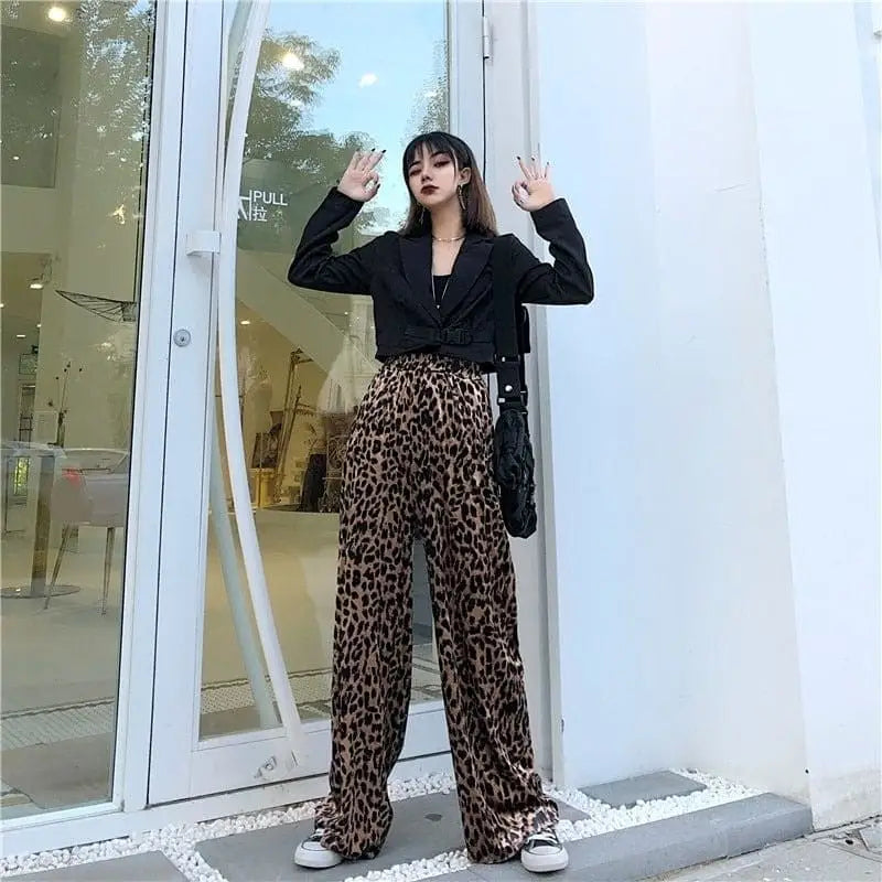 Pantalon large leopard sale