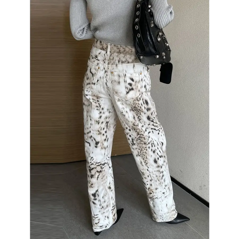 Pantalon Léopard Femme Style Délavé