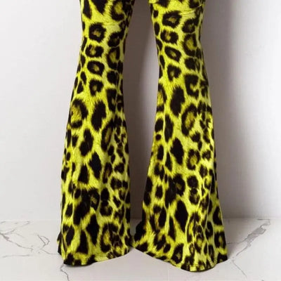 Pantalon pattes d'eph léopard jaune.