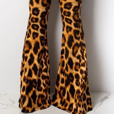 Pantalon patte d'eph léopard orange.