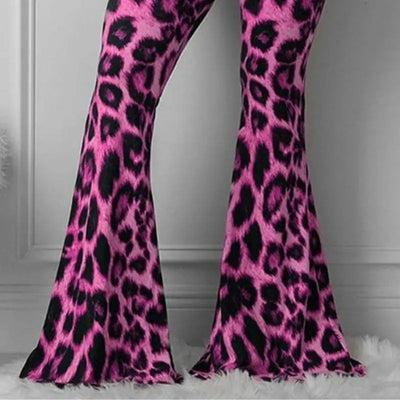 Pantalon rose léopard pattes d'éph.