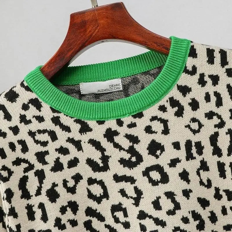 Pull motif léopard femme.