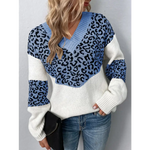 Blue and White Leopard Print Sweater  - Vignette | My Léopard