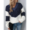 Pull Imprimé Léopard Bleu Marine et Blanc