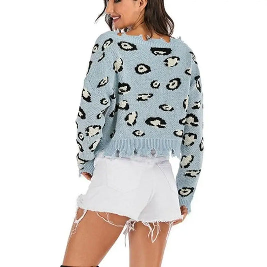 Dos pull léopard bleu.