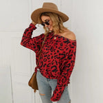 Pull Léopard Col Bardot Rouge - Vignette | My Léopard