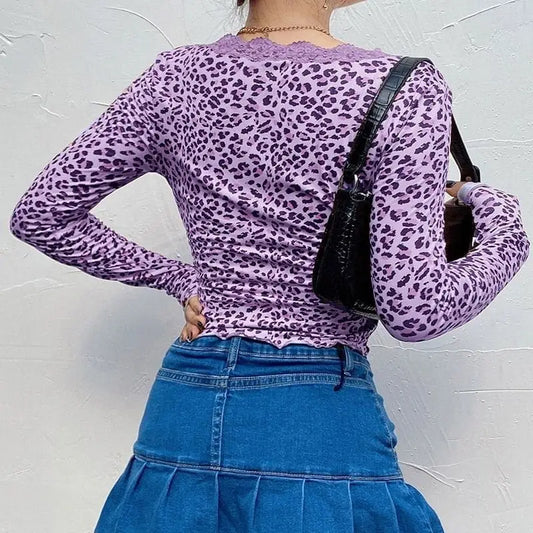 Dos pull violet léopard.