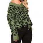 Khaki ripped leopard effect sweater - Vignette | My Léopard