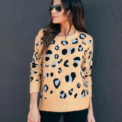 Pull fashion léopard jaune.