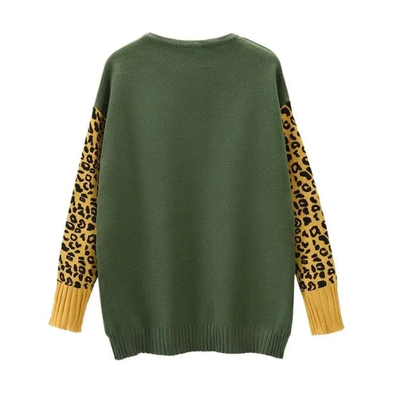 Dos pull vert léopard.