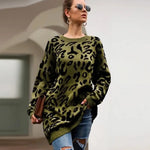 Khaki Green Leopard Long Sweater  - Vignette | My Léopard