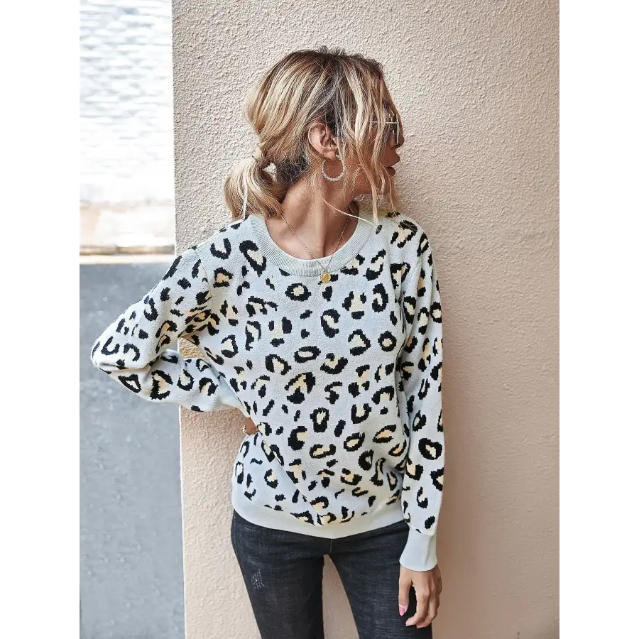 Pull Tacheté Léopard Gris