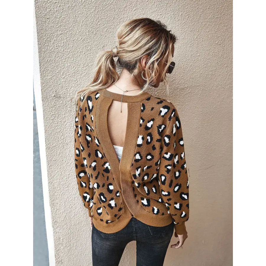 Pull Tacheté Léopard Marron