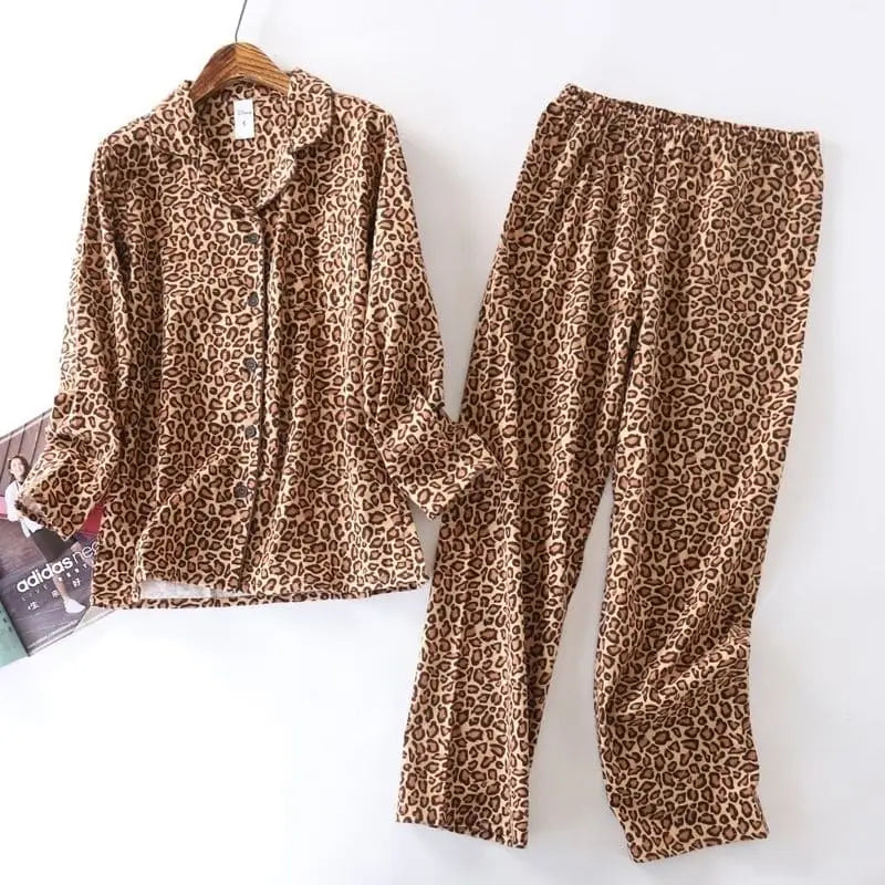 pyjama femme léopard marron.