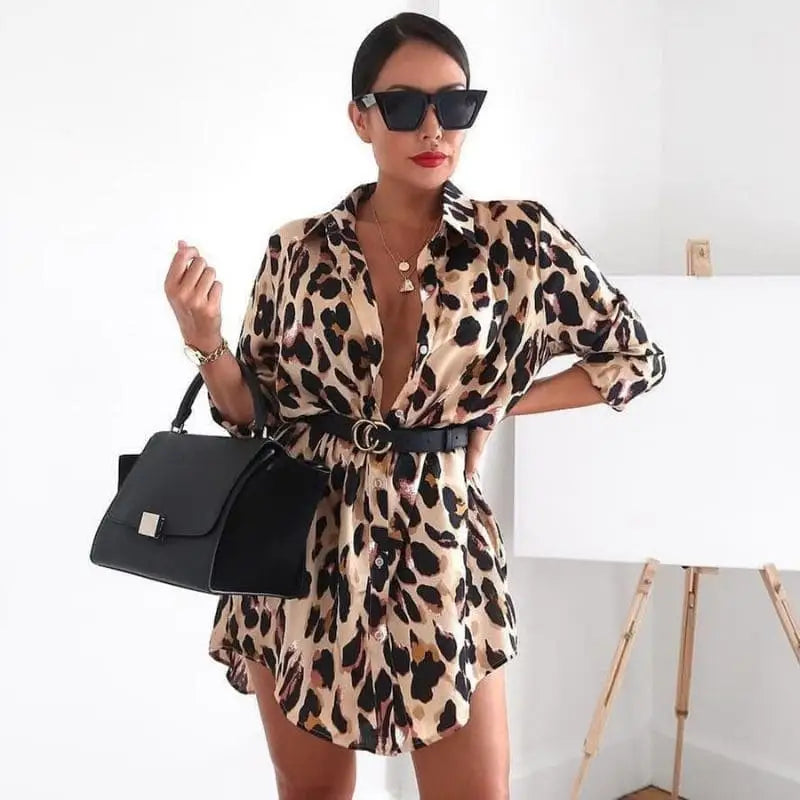 Beige Leopard Shirt Dress | My Leopard Beige Leopard Shirt Dress | My Leopard
