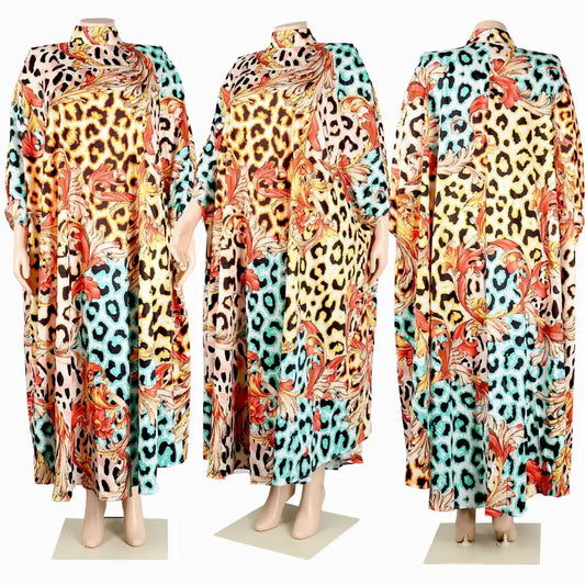 Robe Léopard Longue Colorée