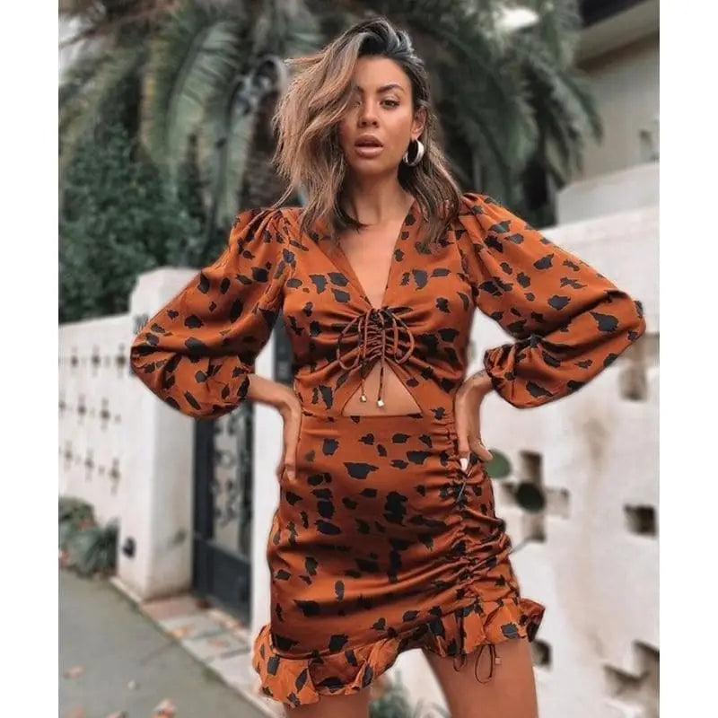 robe léopard orange