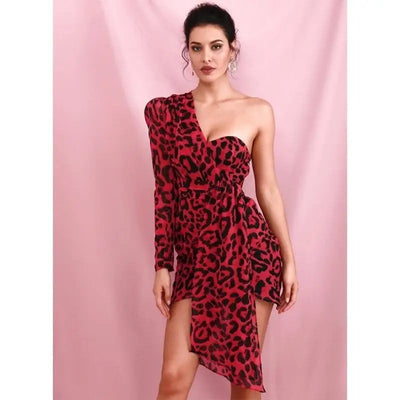 robe rouge léopard moulante