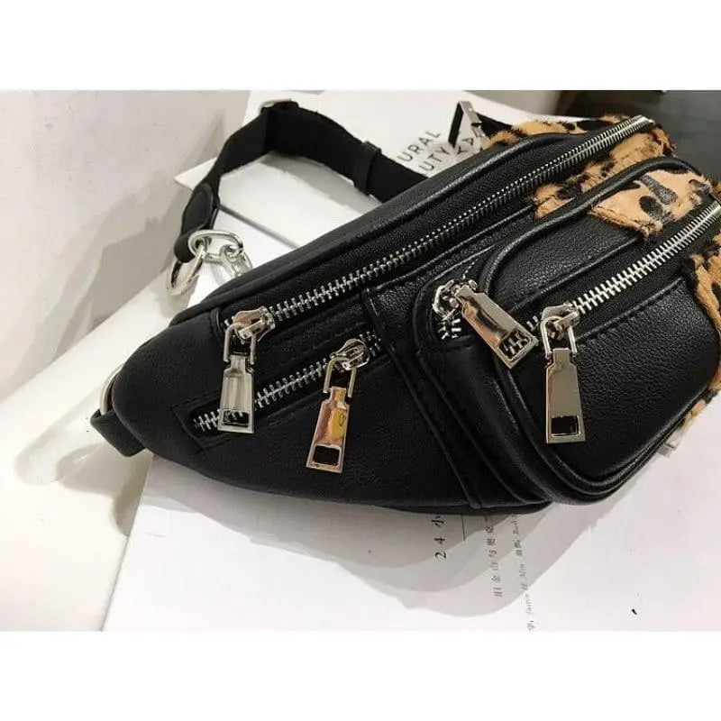 Sac banane bicolore léopard.