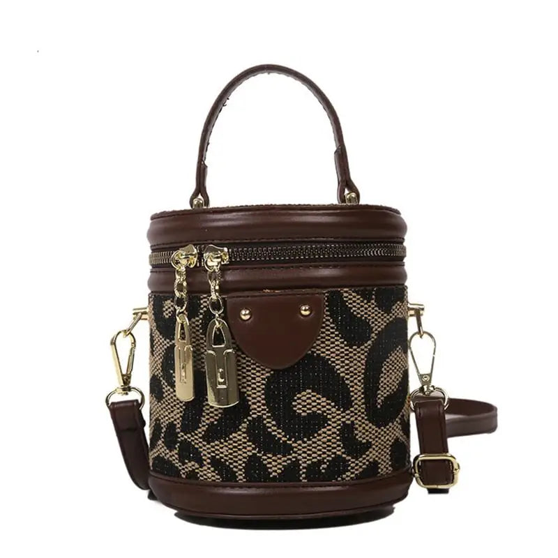 Sac Tonneau Léopard Marron Foncé