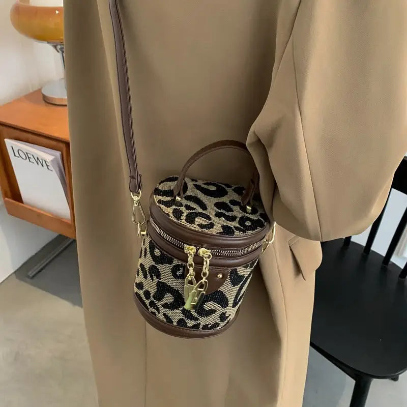 Sac Tonneau Léopard Marron Foncé
