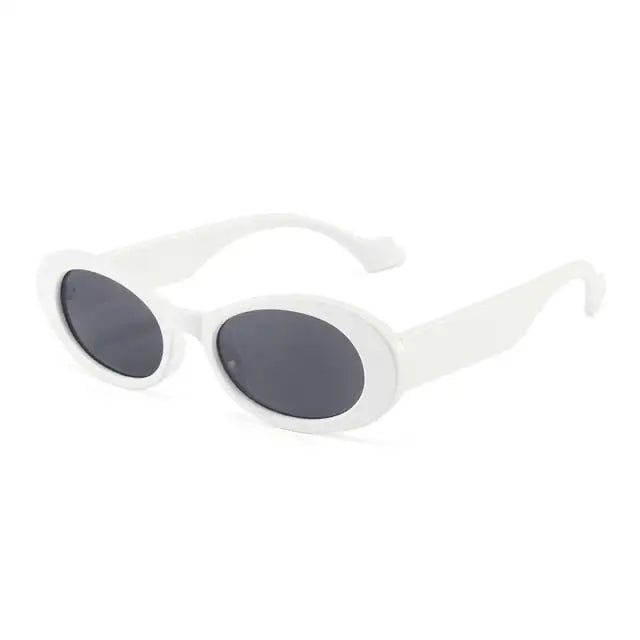 SO&EI Ins Popular Fashion Small Oval Sunglasses Women