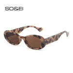 SO&amp;EI Ins Popular Fashion Small Oval Sunglasses Women Vintage Leopard Jelly Color Eyewear Men Trending Sun Glasses Shades UV400 - Vignette | My Léopard