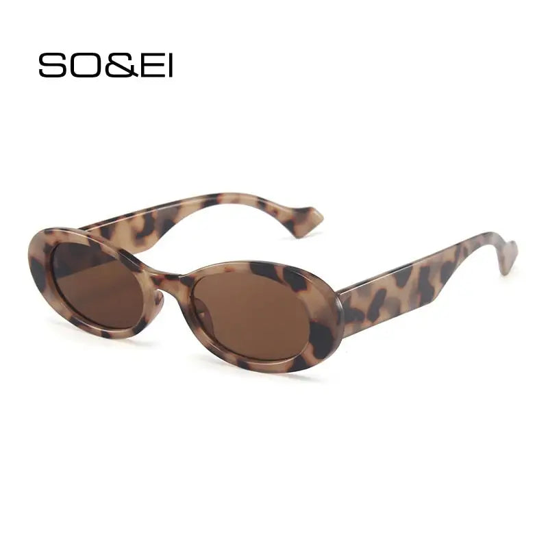 SO&EI Ins Popular Fashion Small Oval Sunglasses Women