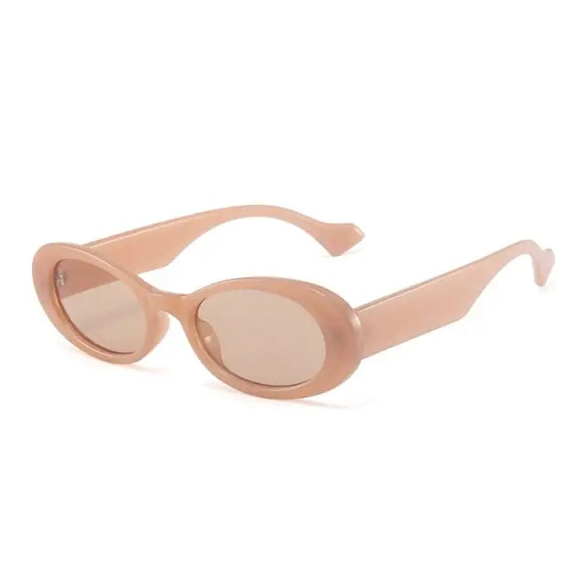 SO&EI Ins Popular Fashion Small Oval Sunglasses Women