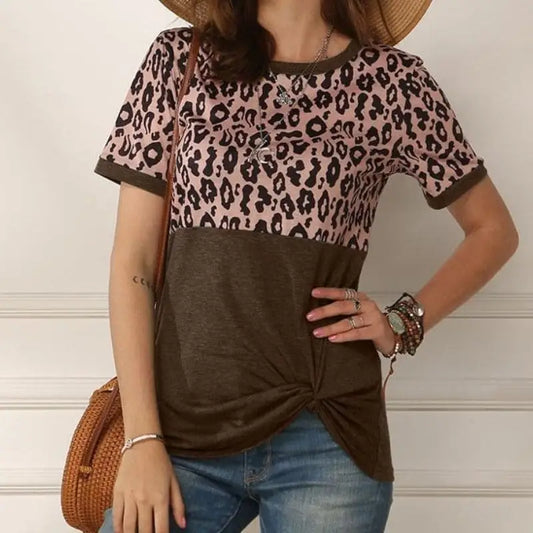 T shirt marron léopard tendance.