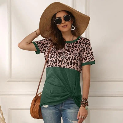T shirt léopard tendance vert.