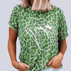 T shirt vert imprimé léopard.