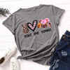 T shirt imprimé léopard peace love donuts.