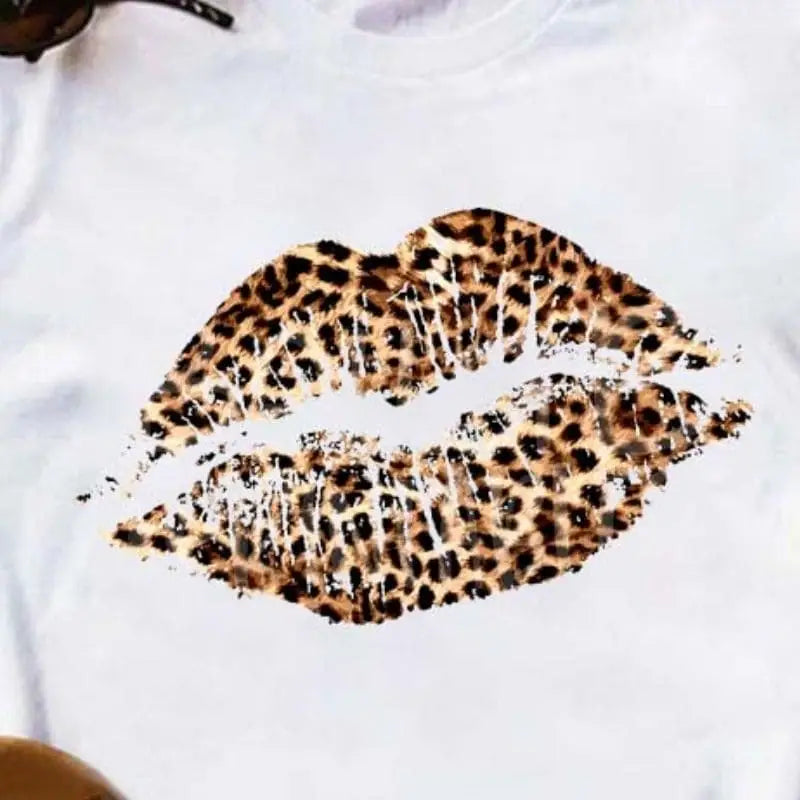 T shirt blanc léopard bouche.