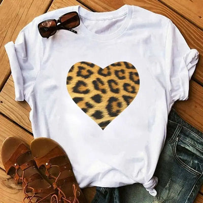 T shirt coeur léopard.