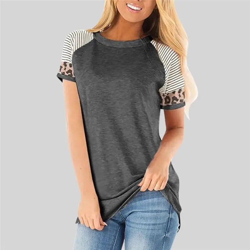 T shirt léopard gris marinière.