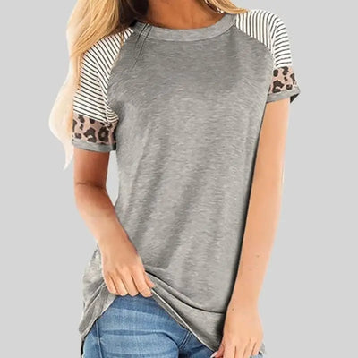 T shirt marinière léopard gris femme.