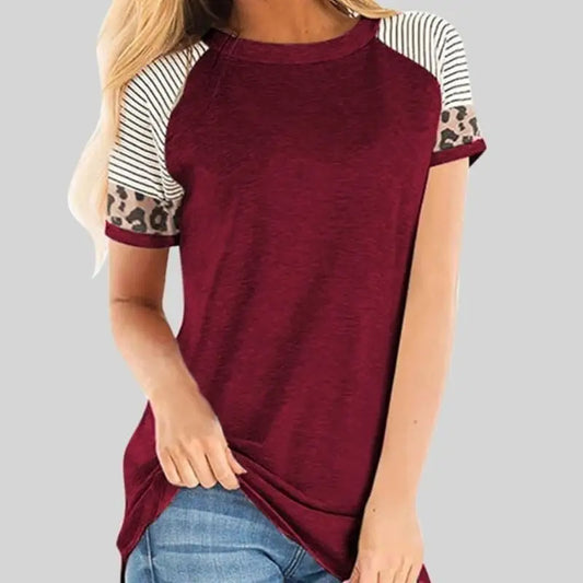 T shirt léopard marinière bordeaux.