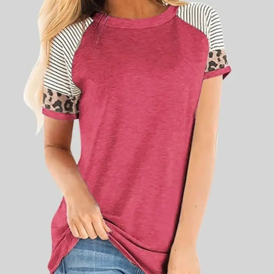 T shirt marinière léopard rose.