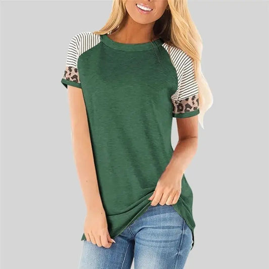 T shirt léopard vert marinière.