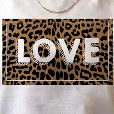 T shirt blanc léopard love.