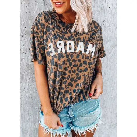 T shirt imprimé léopard madre.